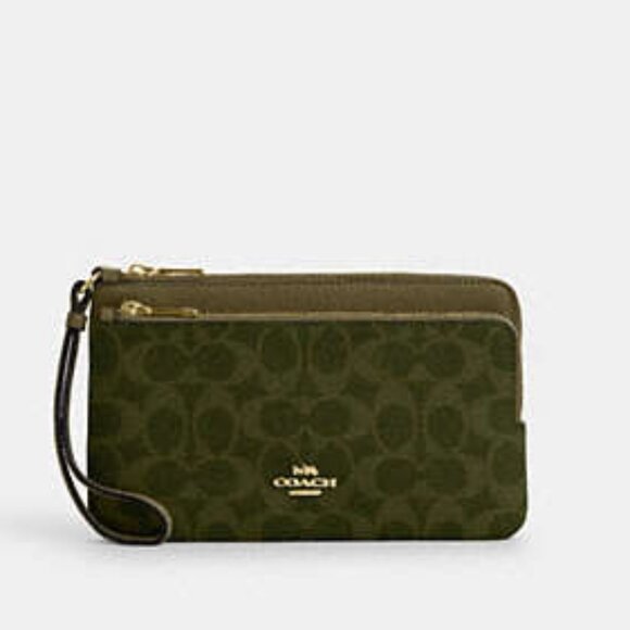 Double Zip Wallet In Signature Canvas - Picture 1 of 5